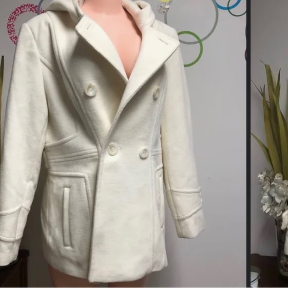 St Johns Bay White/cream Cashmere blend Pea coat - Picture 3 of 13